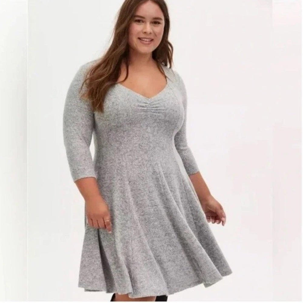 TORRID SKATER DRESS - SUPER SOFT PLUSH GREY Size‎ 1 NWT